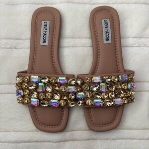 Steve Madden Brown Embellished Women's Sandals